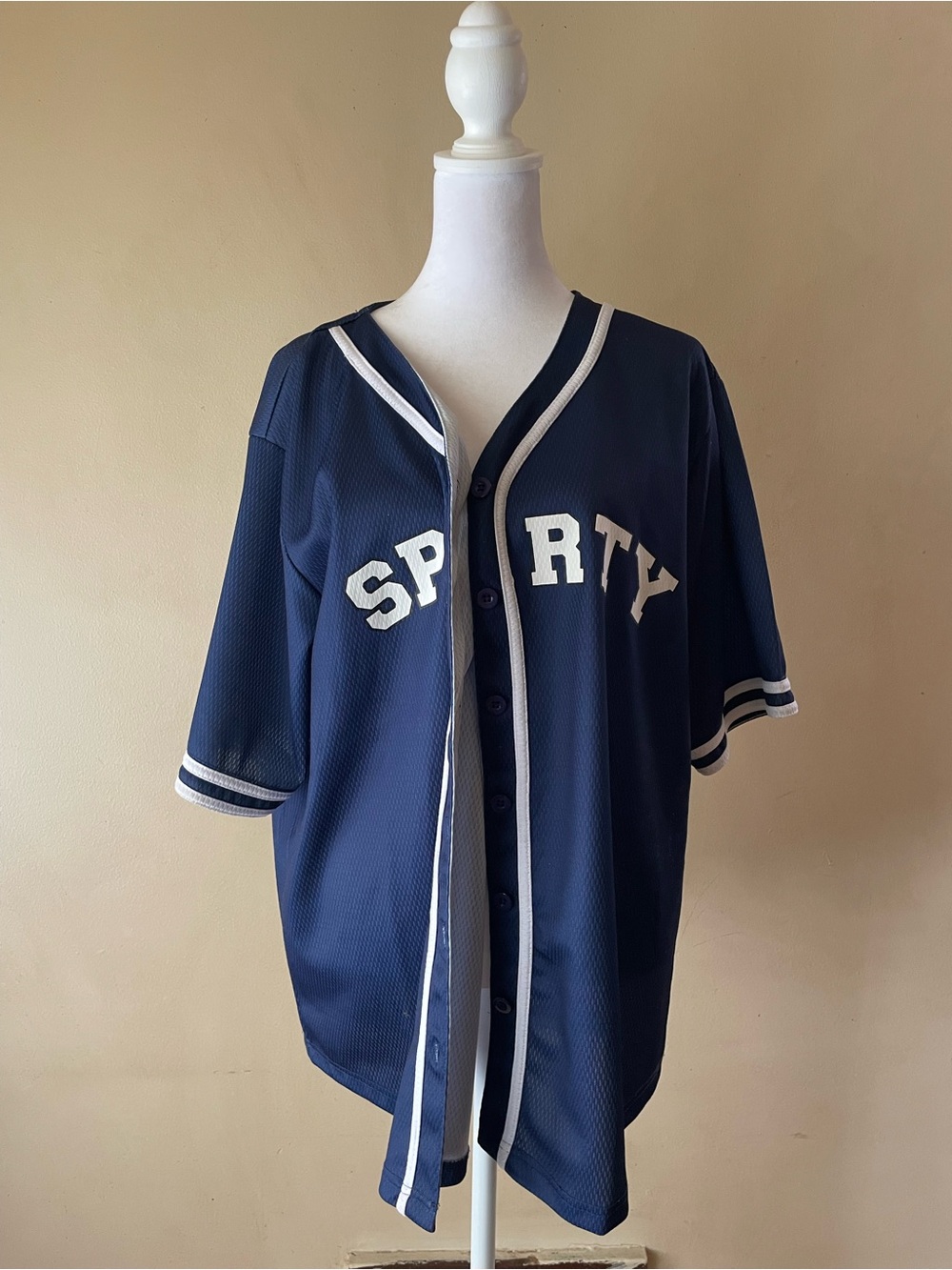 Navy "Sporty" Kids' Baseball Jersey - White Trim